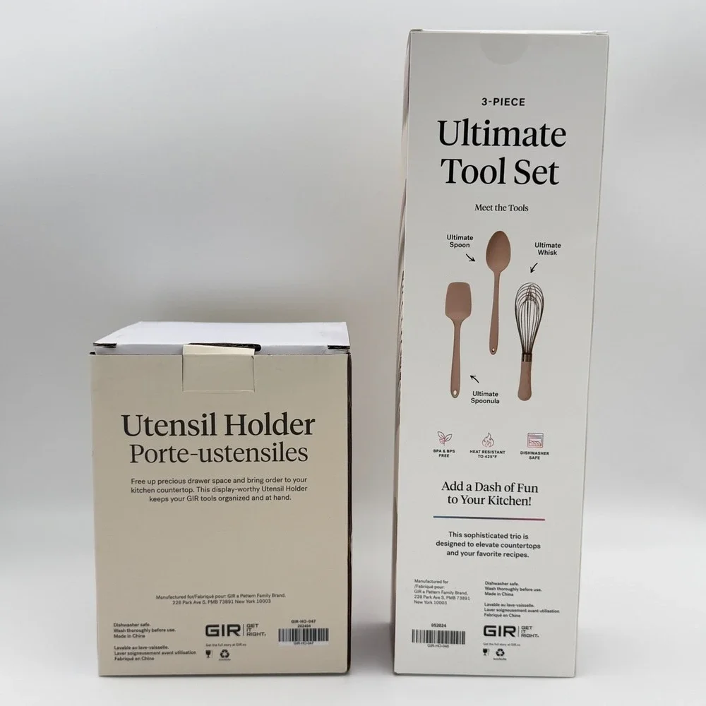 GIR Utensil Holder and 3-Piece‎ Ultimate Tool Set Tan Silicone NEW